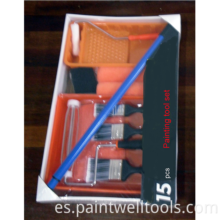 Juego de bandeja de pintura profesional de alta calidad de 15 piezas / kit de rodillos